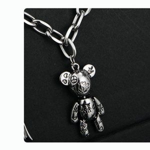 Titanium steel double laminated winged bear necklace for female street choker